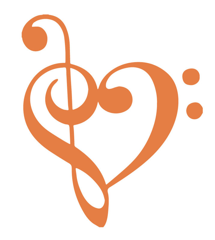 Décalcomanie murale coeur musical, H 24 po x l 20 po x P 0,01 po, Kaki