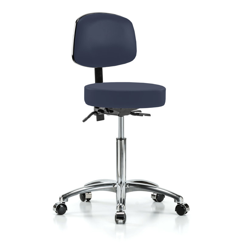 Tabouret de médecin réglable en hauteur avec dossier PERCH Chrome Walter | Hauteur du banc moyen: 21 à 28,5 po