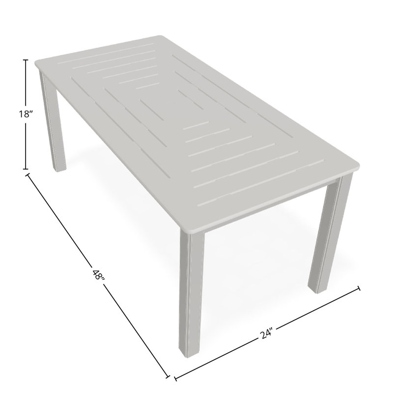 Table basse d'extérieur 21 "x 42" en polymère de qualité marine, Brun / neige
