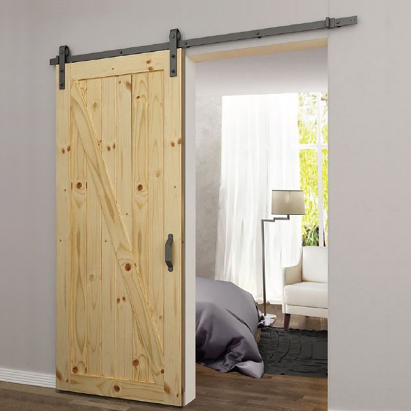 Black Heavy-Duty Barn Door Hardware Kit for 60 in. Track