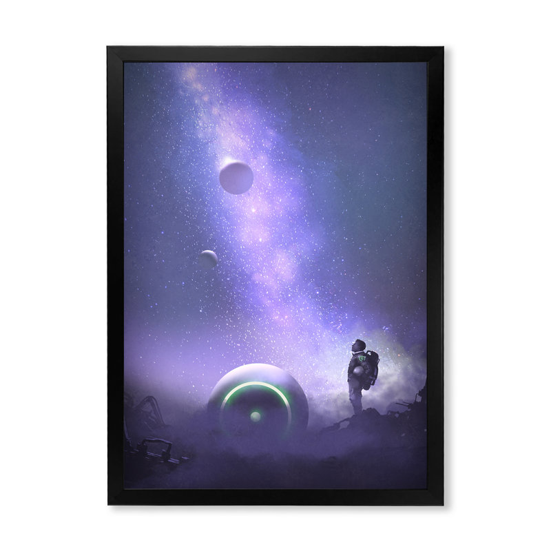 «Video Game Astronaut Lost in Galaxy», reproduction d'art sur toile, H 20 po x l 12 po x P 1 po, Cadre noir