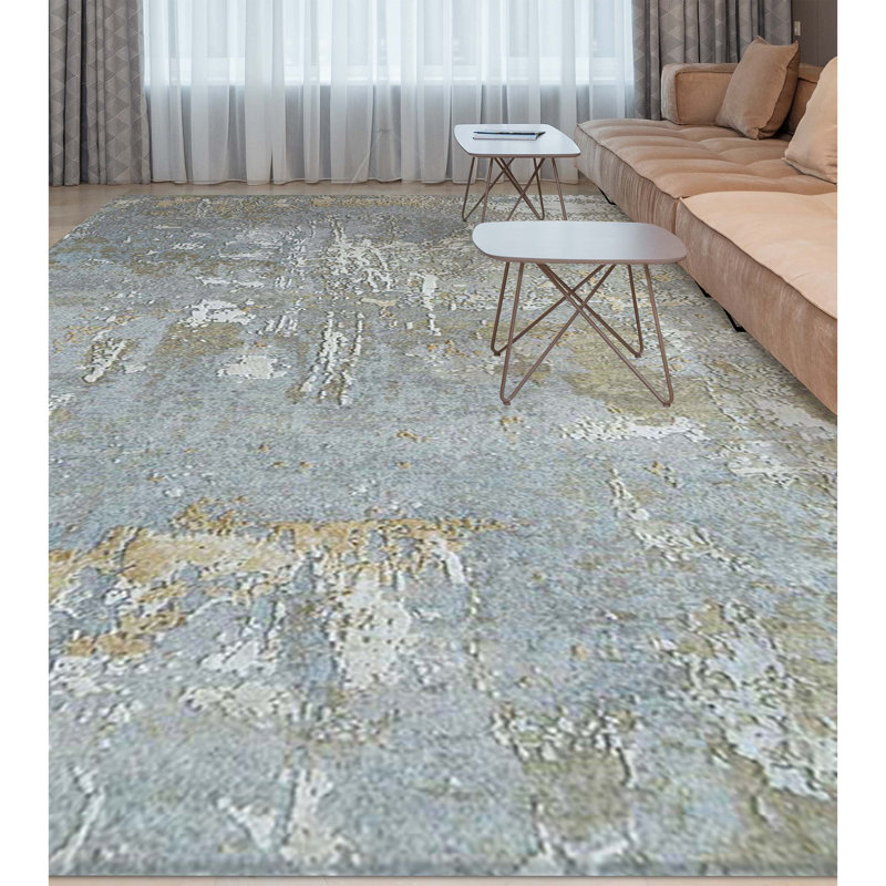 Handmade Silk and Wool Area Rug, Rectangle 4' x 6'