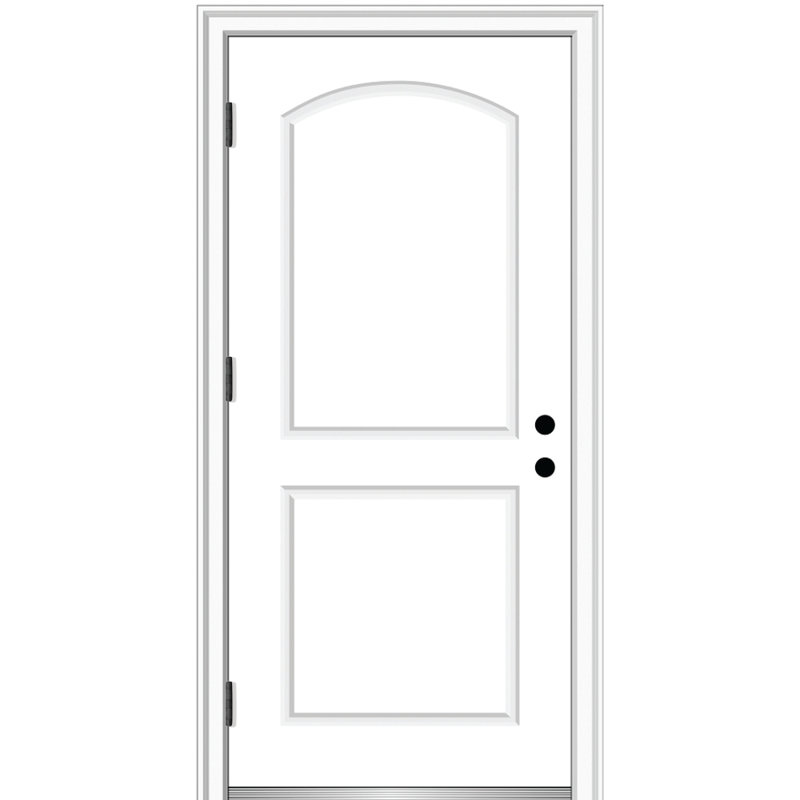 Severe Weather Smooth Primed Arch Out-swing Fibreglass Prehung Front Entry Doors, 37.5" x 81", Left Hand/Out-Swing