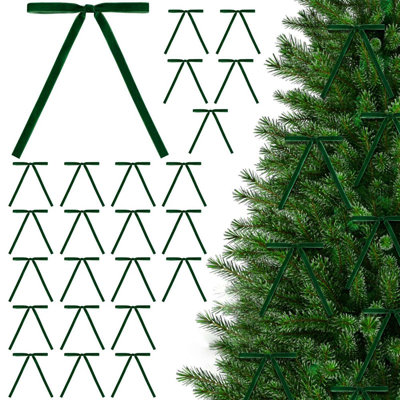 24PCS Velvet Bows for Christmas Tree, Rustic Velvet Christmas Ornament Bows, Decorative Bows for Door, Garland, Wreath, Gift Wrapping, Holiday Party Decorations