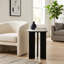 Table d'appoint cannelée à base en bois de manguier et plateau en marbre pour la décoration de bureau personnel