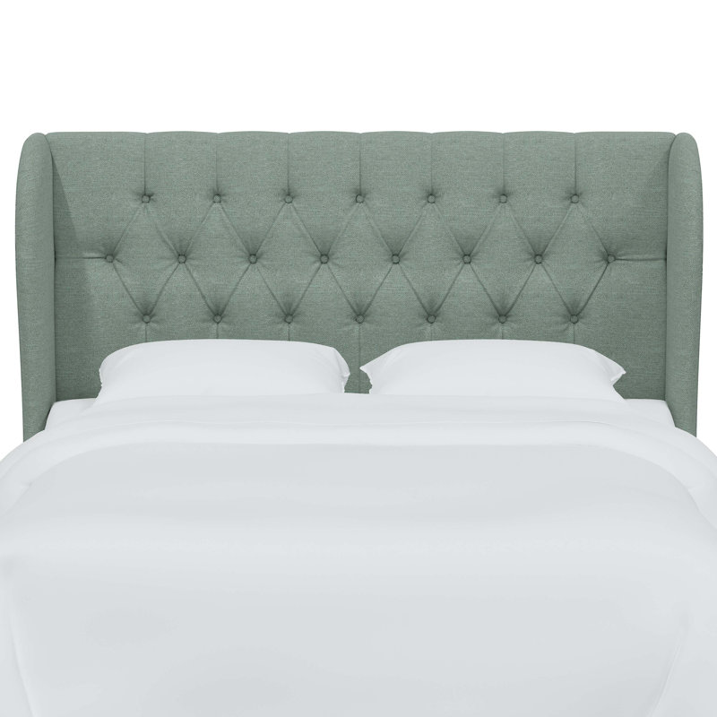 Tomey Upholstered Headboard, California King, Textured Seafoam Linen