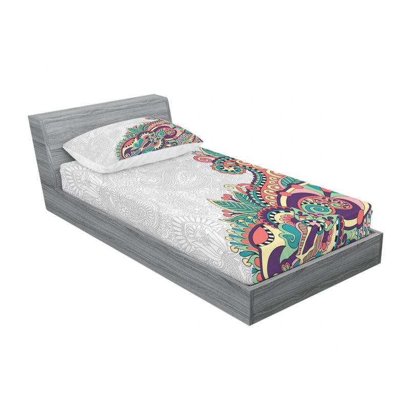 Microfiber Paisley Sheet Set, Twin Sheet Set with Fitted Sheet