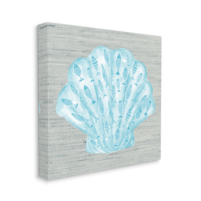 " Blue Clam Shell Patterned Fish Motif Sea Life " by Ziwei Li