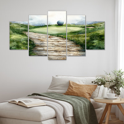 «Greens And Dreams Golf Course Landscape IV», art mural de golf - art mural moderne pour le salon