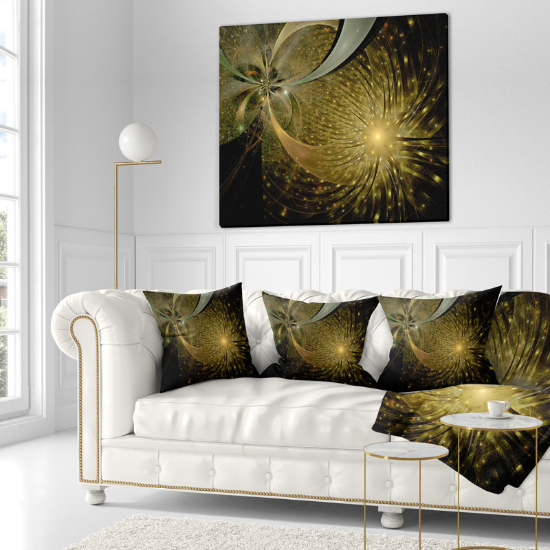 Motif de feu d'artifice symétrique - coussin imprimé abstrait, 18 po x 18 po, Coussin décoratif