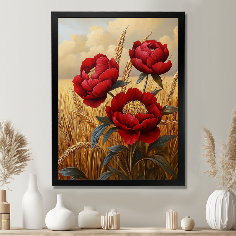 Bardell - Floral Wall Decor, Black, 20" H x 12" W, Single Picture Framed Print