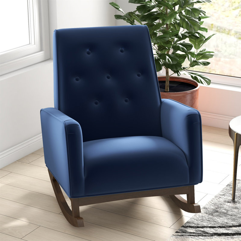 Demetrius Solid Wood Rocking Chair, Blue