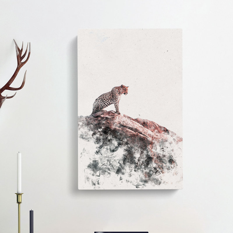 Leopard Upon The Rock - Wrapped Canvas, 50cm H x 35cm W x 3cm D