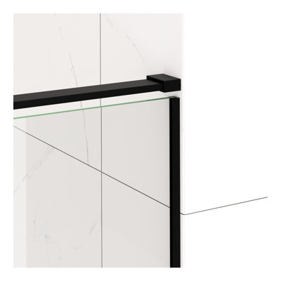 56-60" W x 72" H Semi-Frameless Sliding Shower Door, 5/16"(8mm) Clear SCGG Tempered Glass, Matte Black Finish, Cut Adjustable Width 4"