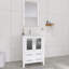 Ensemble de meuble-lavabo simple 24 po avec plateau en céramique et miroir encadré - portes et tiroir à fermeture en douceur, fabrication en bois massif-791346528-791346530
