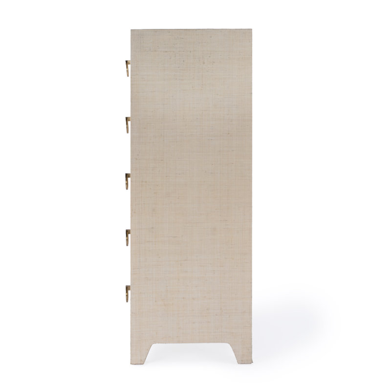 Bar Harbor 5 Drawer Raffia Dresser, Natural