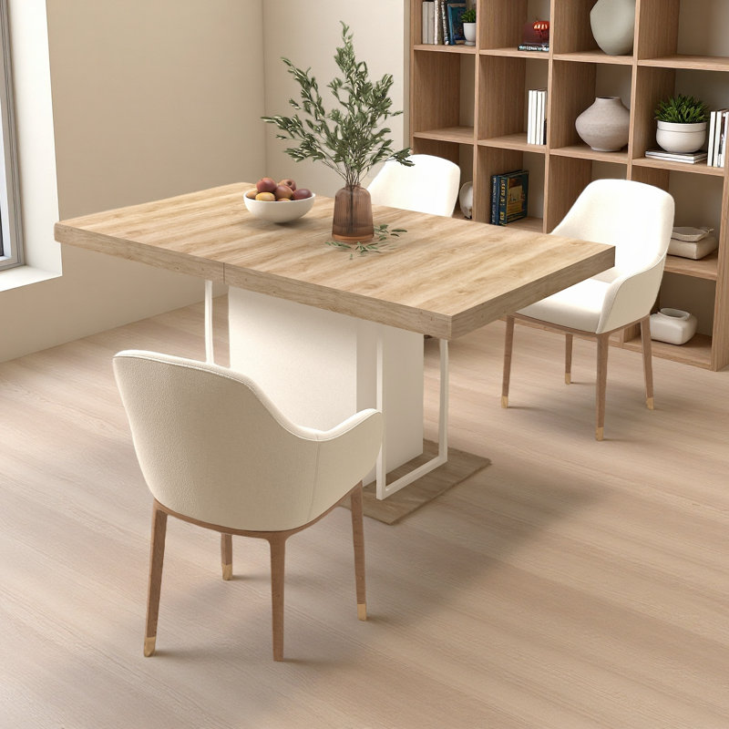 Table de salle à manger rectangulaire extensible pour 6 à 10 personnes en bois vieilli 160 à 200 cm