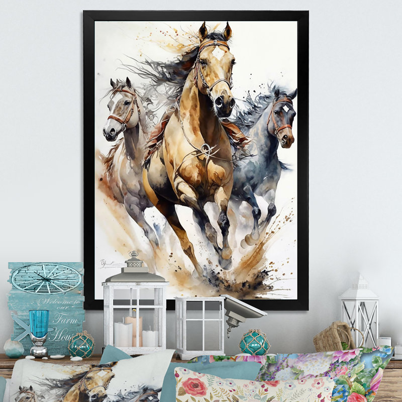 Troupeau de chevaux II, Cadre photo noir, H 40 po x l 30 po