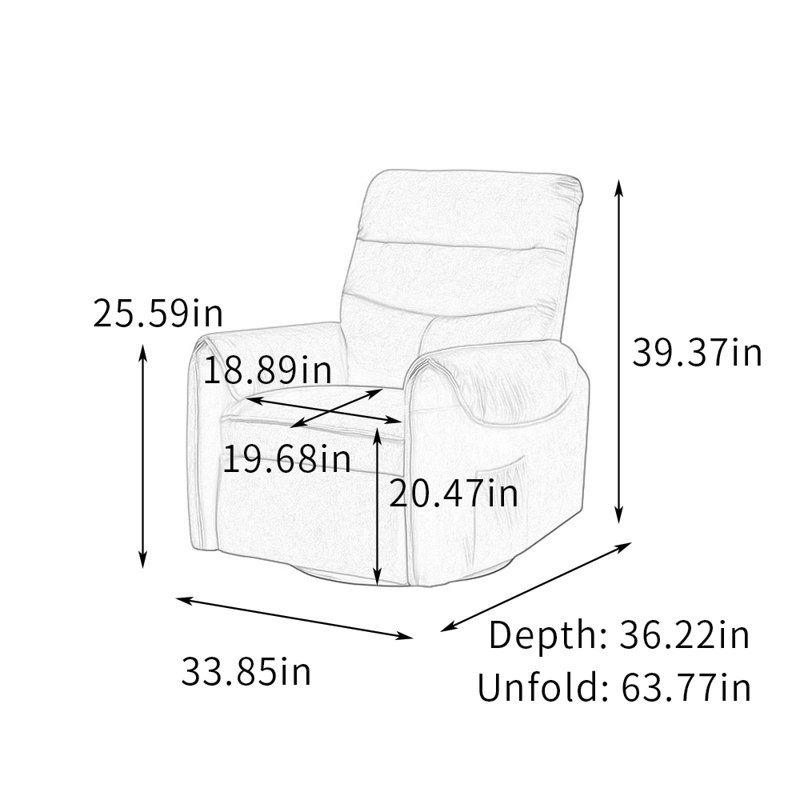 Fauteuil inclinable ergonomique rotatif simple avec poche, Orange