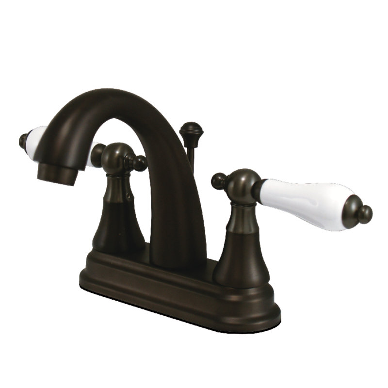 English Vintage Centerset Bathroom Faucet with Brass Pop-Up Drain, Oil Rubbed Bronze