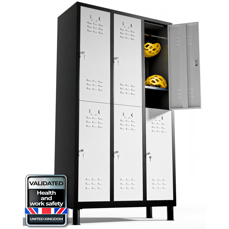  6-Door 180 cm Metal Locker Cabinet, Lockable Storage Locker Metal Cabinet for Office, Gym, Garage & School, Black
