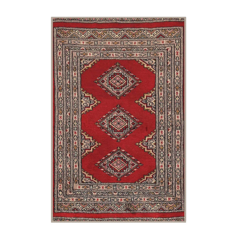 Tapis oriental rouge / brun / gris, Rectangle 5 pi x 7 pi