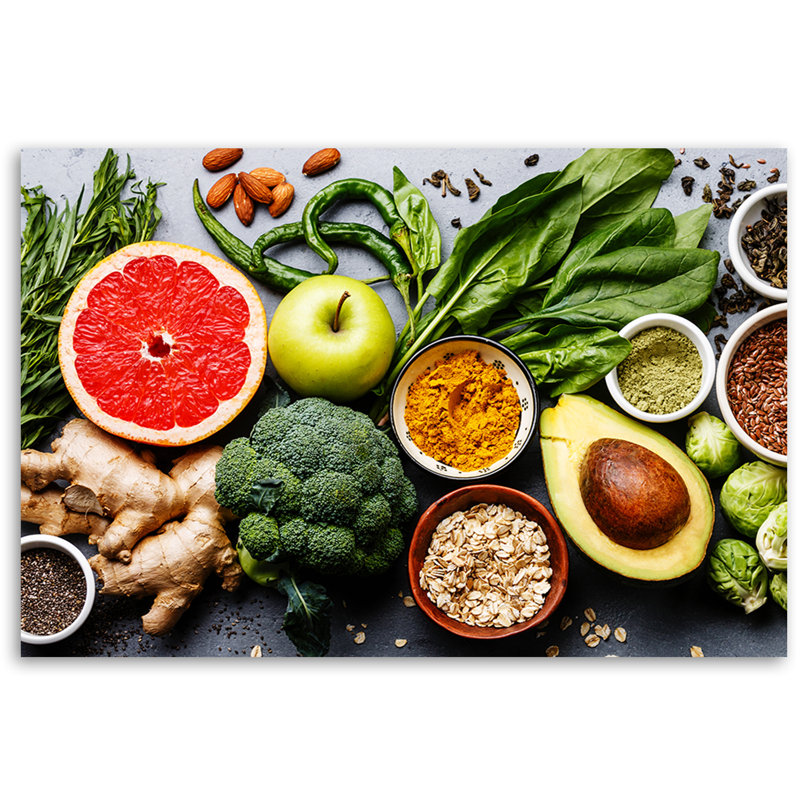 Vegetables And Fruits - No Frame Print on Canvas, 80cm H x 120cm W