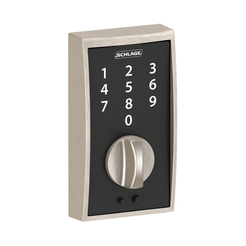 Schlage Touch Keyless Touchscreen Deadbolt with Century Trim, Satin Nickel