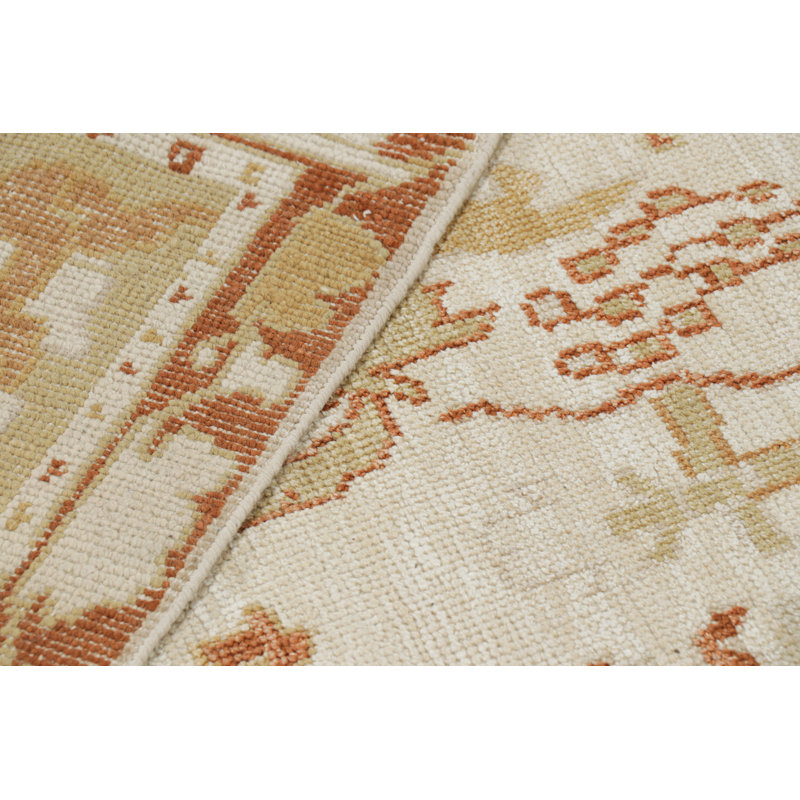 Rug & Kilim’S Oushak Style Rug In White With Gold Floral Patterns, Rectangle 8'11" x 9'3"