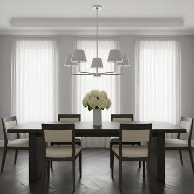 Lustre de salle à manger 5 lumières Ender au fini nickel brossé avec abat-jour nickel brossé Ender