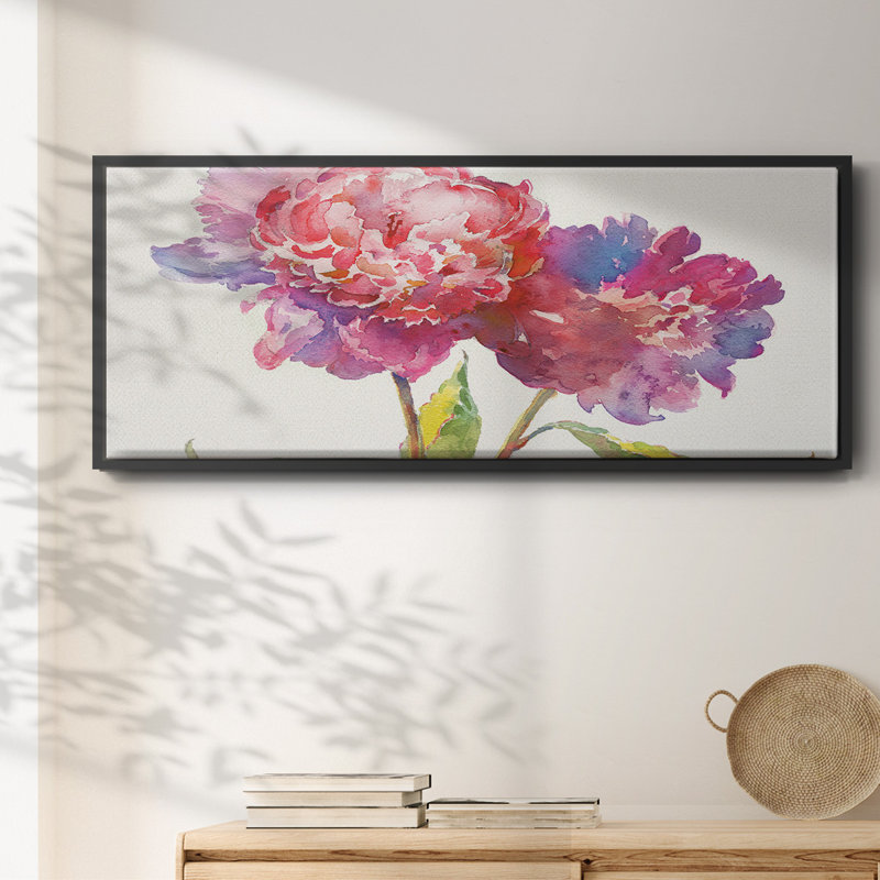 Prise pivoines I - toile encadrée, H 20 po x l 50 po
