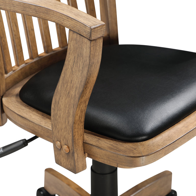Genevieve Vinyl Bankers Chair, Fruit Wood/Black