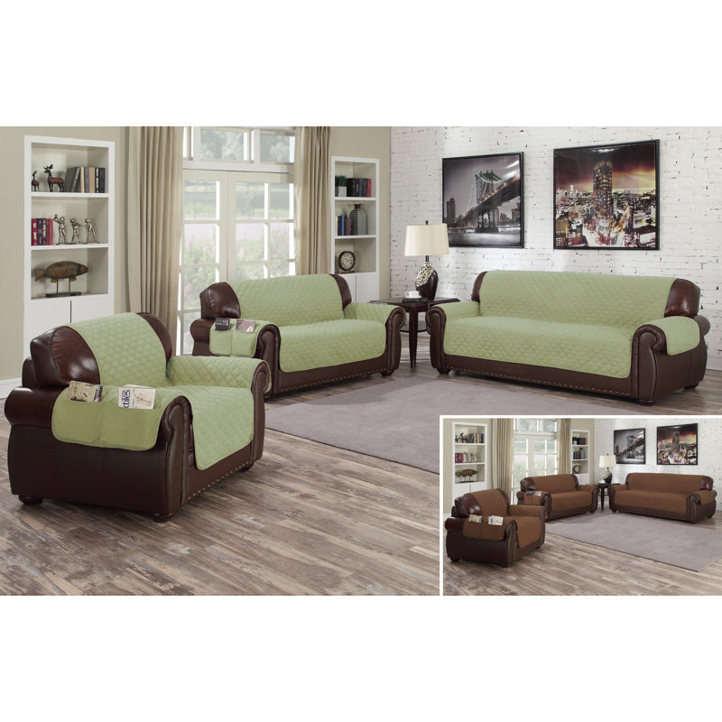 Housse pour causeuse à coussins carrés / rectangulaires, Vert, H 75 po x l 92 po x P 23 po