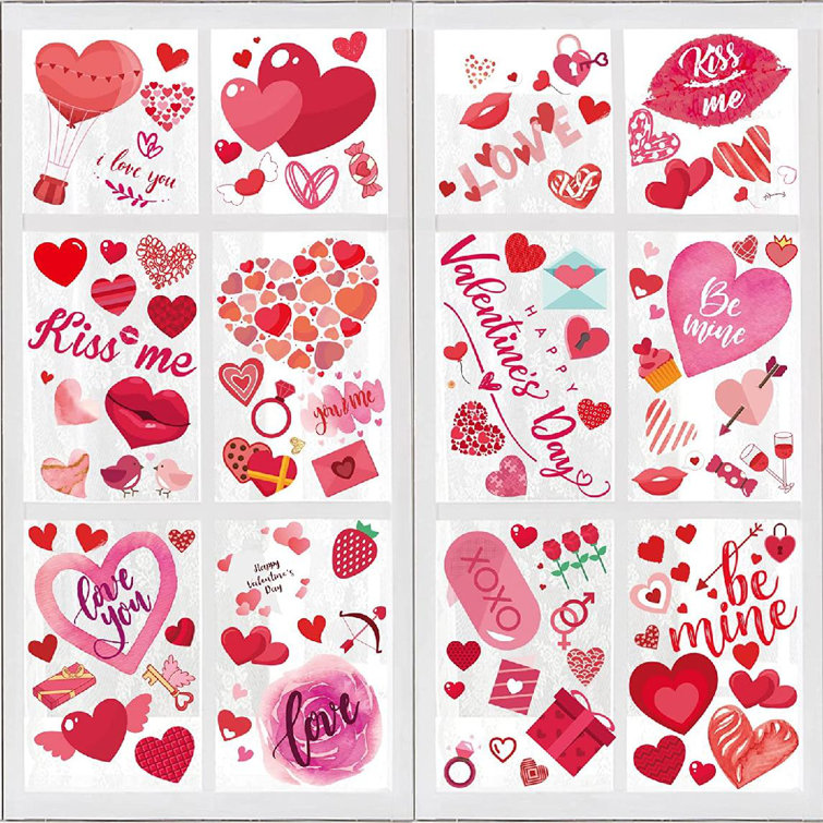 Valentines Day Decorations - Reusable Valentine Window Clings