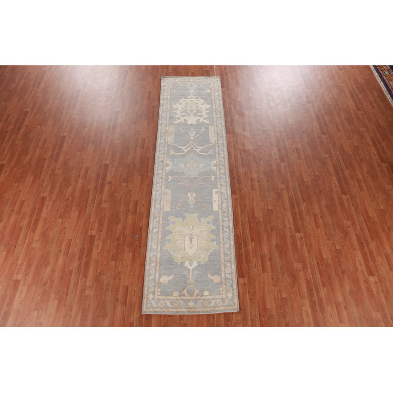 Vegetable Dye Oushak Turkish Runner Rug 3x12