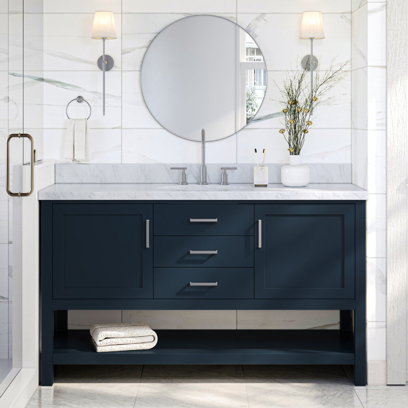 Bayhill 60'' W Single Bathroom Vanity Base, Midnight Blue