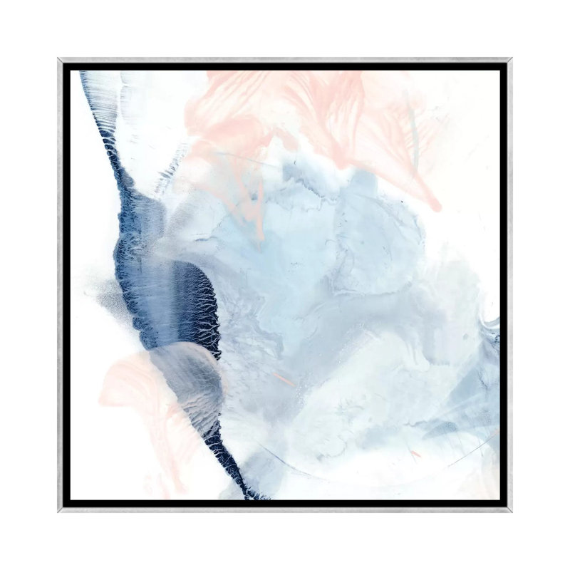 "Indigo & blush II" par Ethan Harper, reproduction d’art, Toile avec cadre argenté, Pas de tapis, H 18 po x l 18 po x 1,5 po