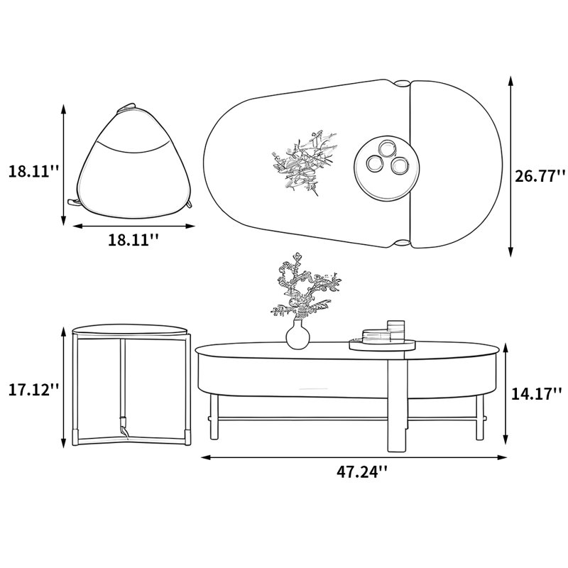 Ensemble de tables basses de style minimaliste