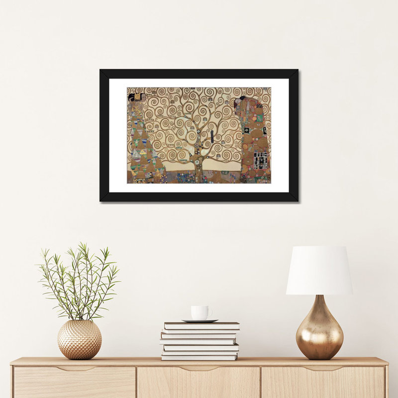 «The Tree Of Life» par Gustav Klimt, impression sur toile tendue, Papier d'art encadré noir, Blanc