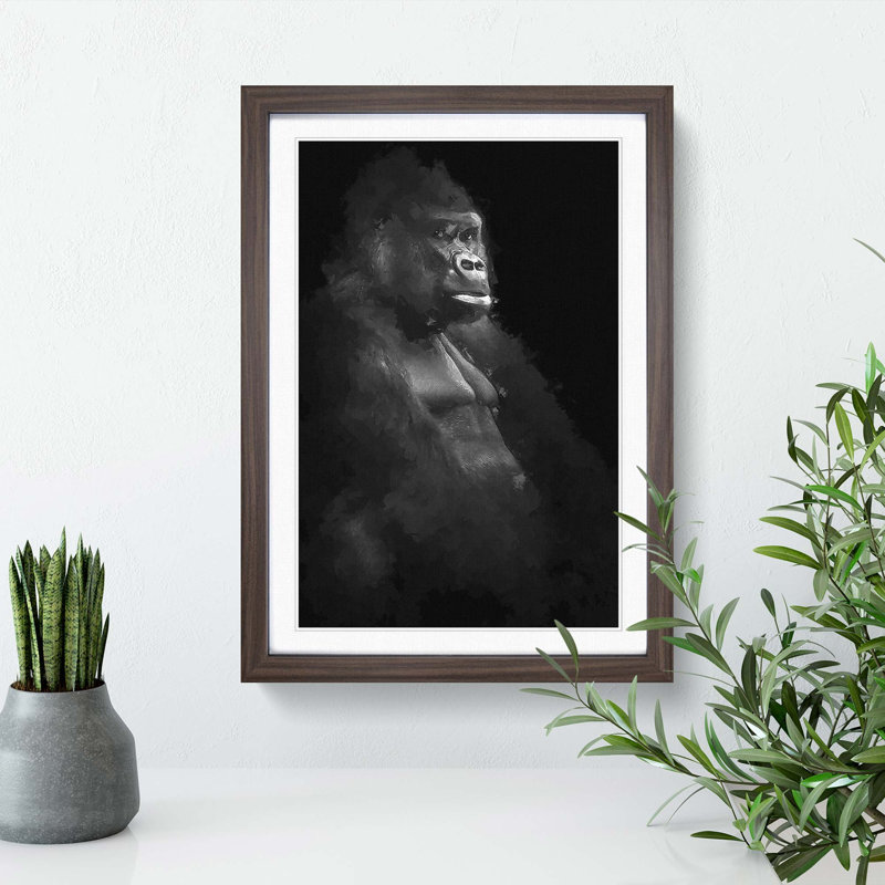 Silverback Gorilla Portrait in Abstract - Picture Frame Graphic Art Print, Walnut, 76cm H x 50cm W x 2cm D