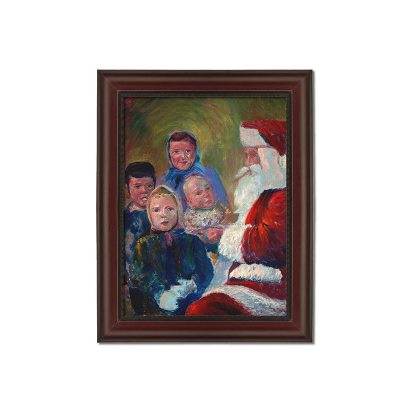 Santa's Here par Robert Blehert, Toile encadrée rouge avec une seule photo, Pas de tapis, H 34 po x l 26 po x P 1 po