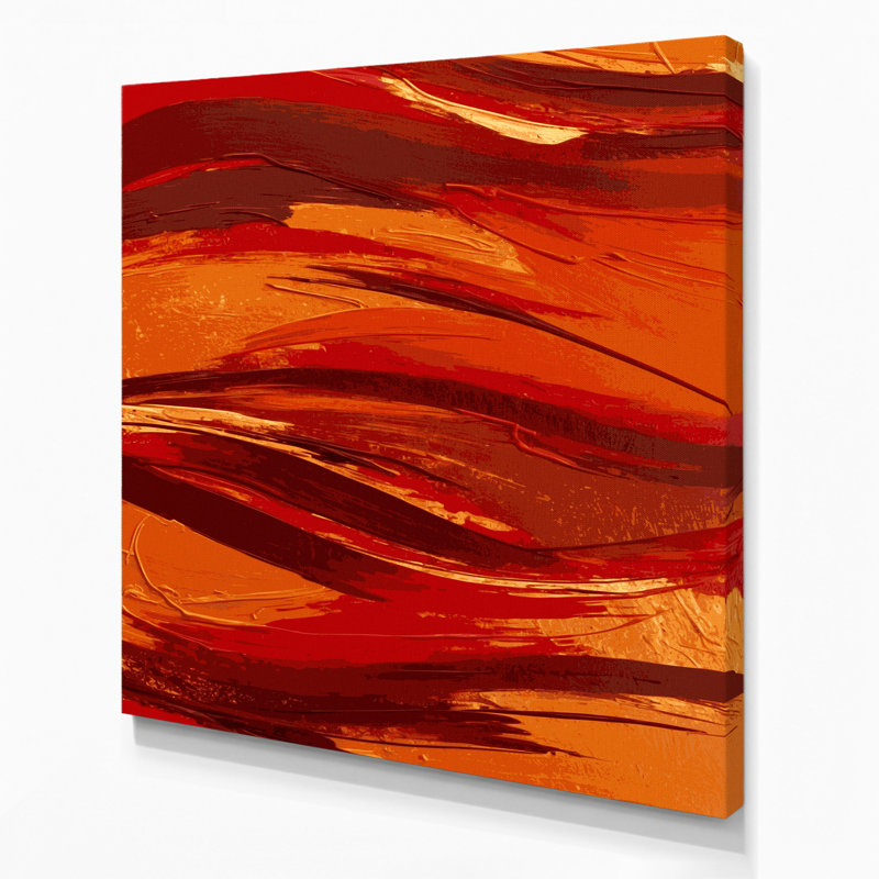 «Abstract Landscape 8», art mural sur toile rouge, H 32 po x l 32 po