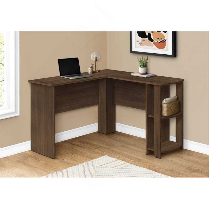 Computer Desk, Home Office, Corner, Storage Shelves, 48"L, L Shape, Work, Laptop, Laminate, Brown