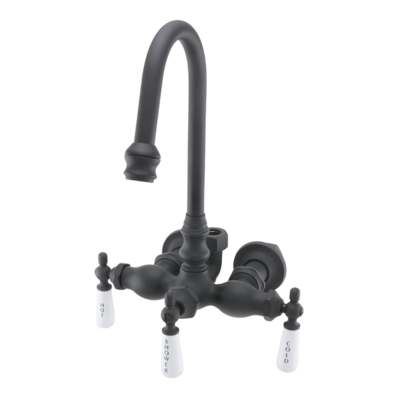 Tub Mount Gooseneck Diverter Faucet, Satin Black
