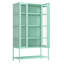 Modern Steel Display Cabinet with 3-Sided Glass and Integrated LED Lighting-129159029