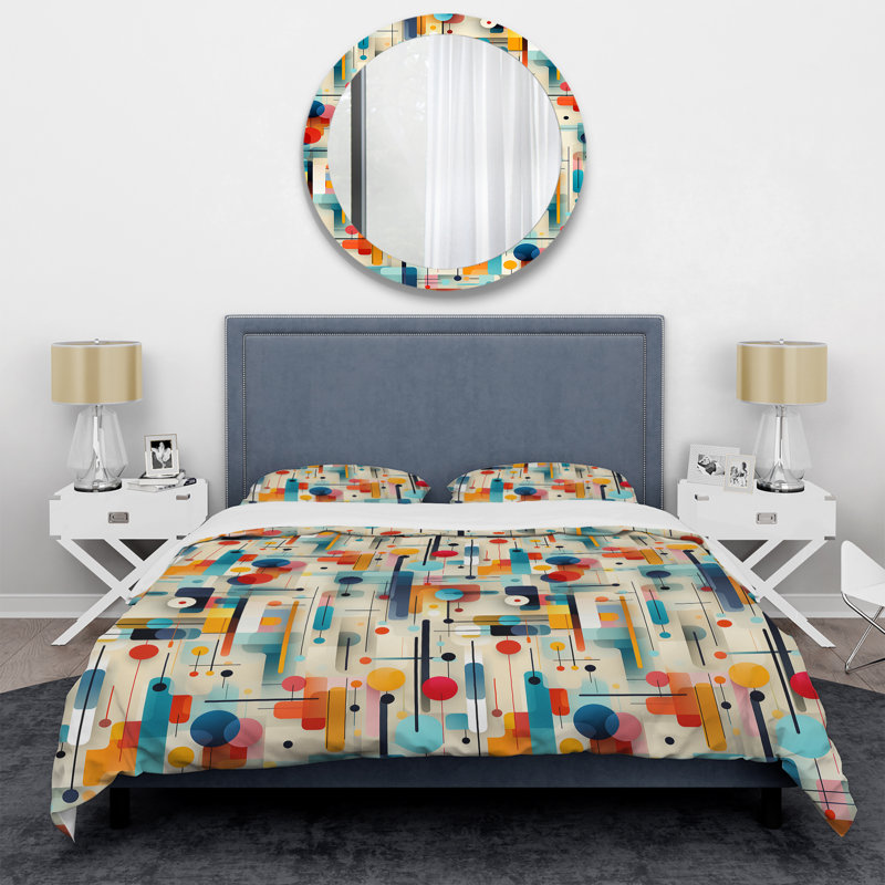 Ensemble de housse de couette géométrique Urban Mosaic II - microfibre de polyester