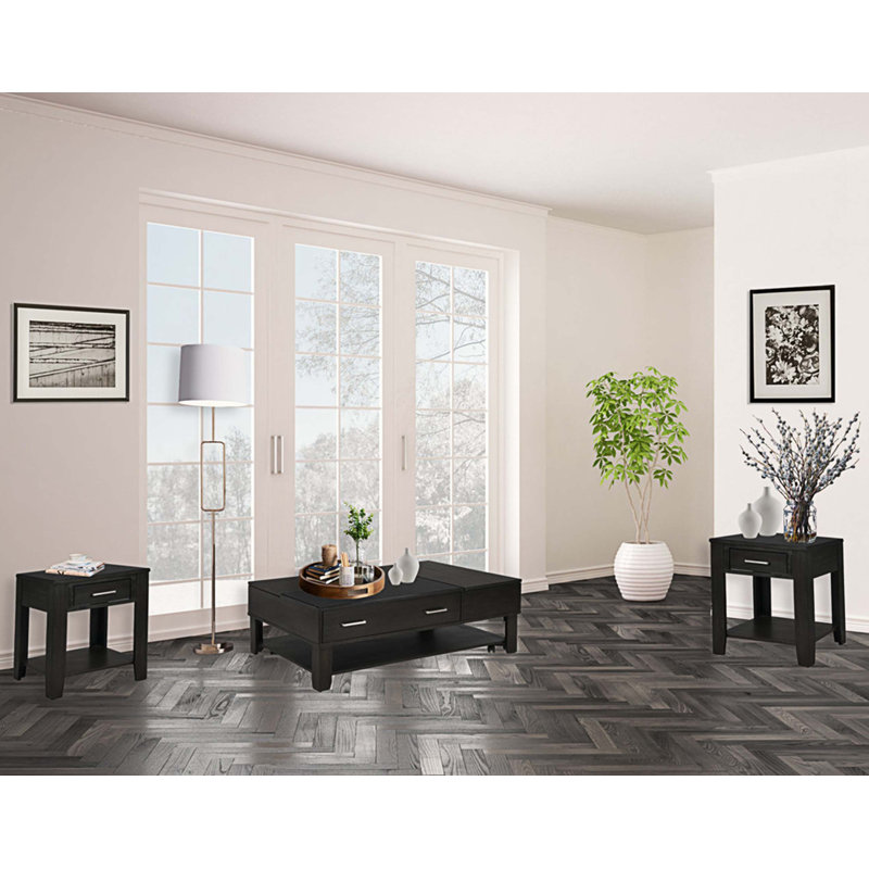 Ensemble de tables basses 2 pièces Jurrian, H 17 po x L 30 po x l 48 po, gris