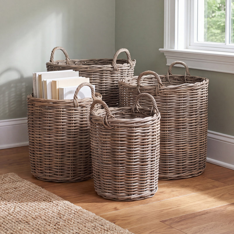 Round Storage Baskets, Set of 4
