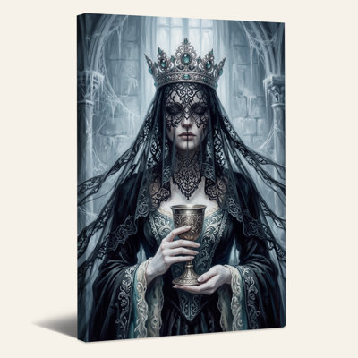 Toile d'Halloween, reine gothique avec couronne et voile de dentelle