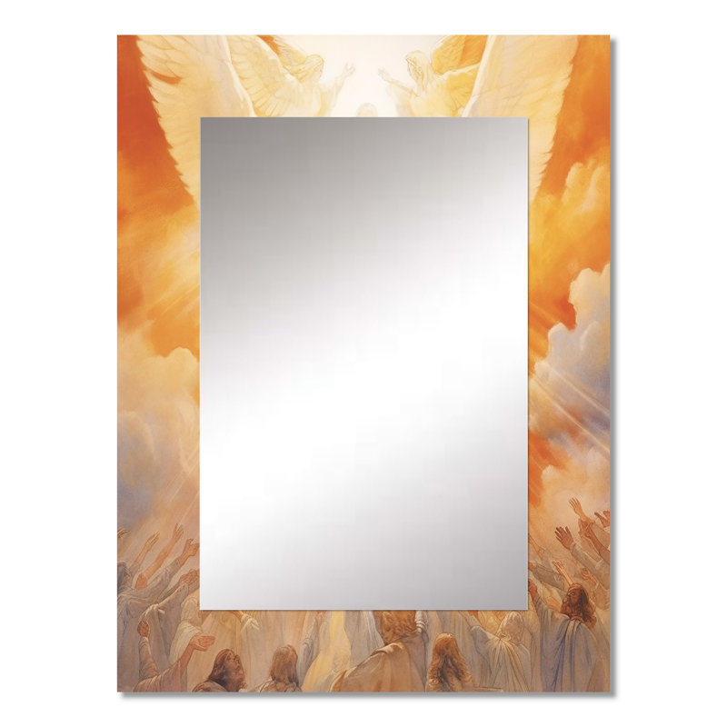 Jesus Modern Devotion II - Christianism Decorative Mirror, Traditional Wall Mirror, Printed Metal Art, 32" x 24"